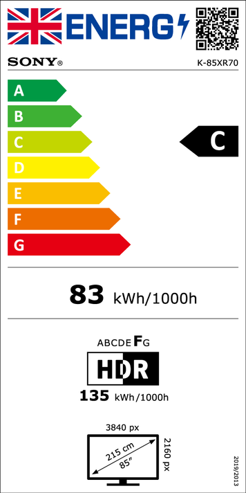 Sony K85XR70PU 85" BRAVIA 7 XR70P QLED (XR l Mini LED) 4K HDR Google TV