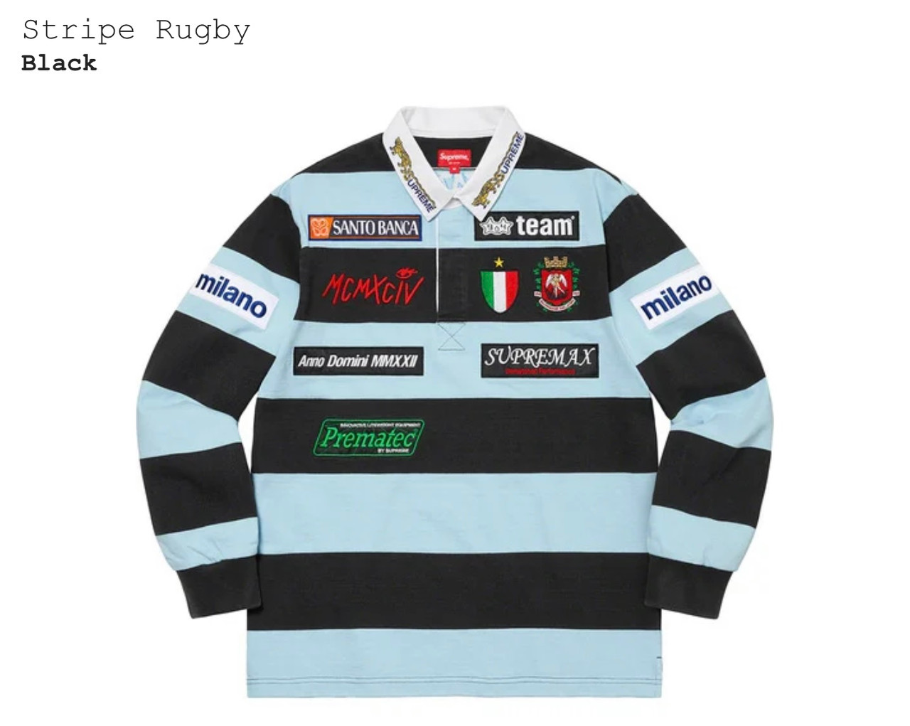 Supreme Stripe Rugby Black 新品-