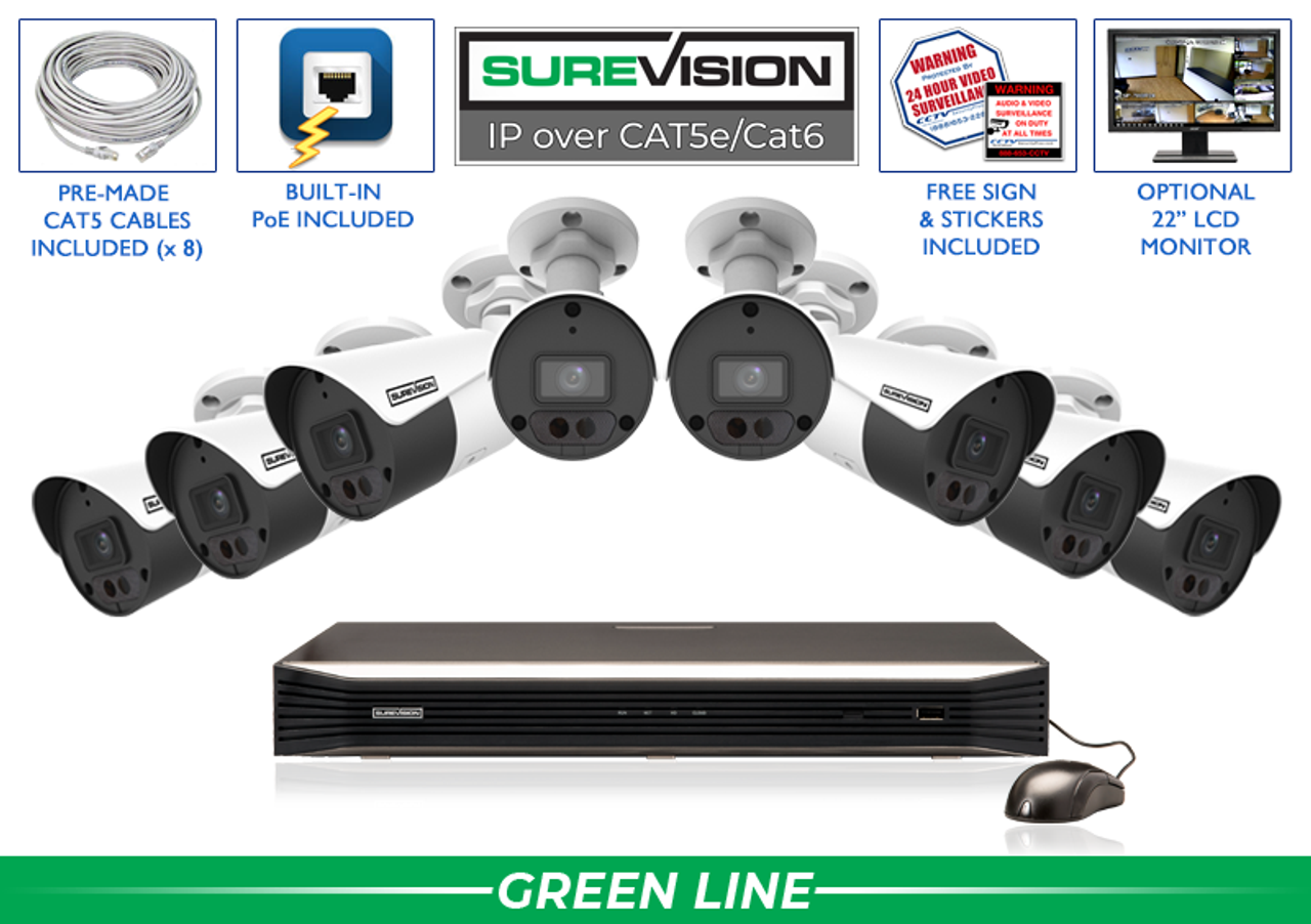 Smart Security System 防犯カメラ 8-Camera IP Security System | SureVision | 3-Year Warranty