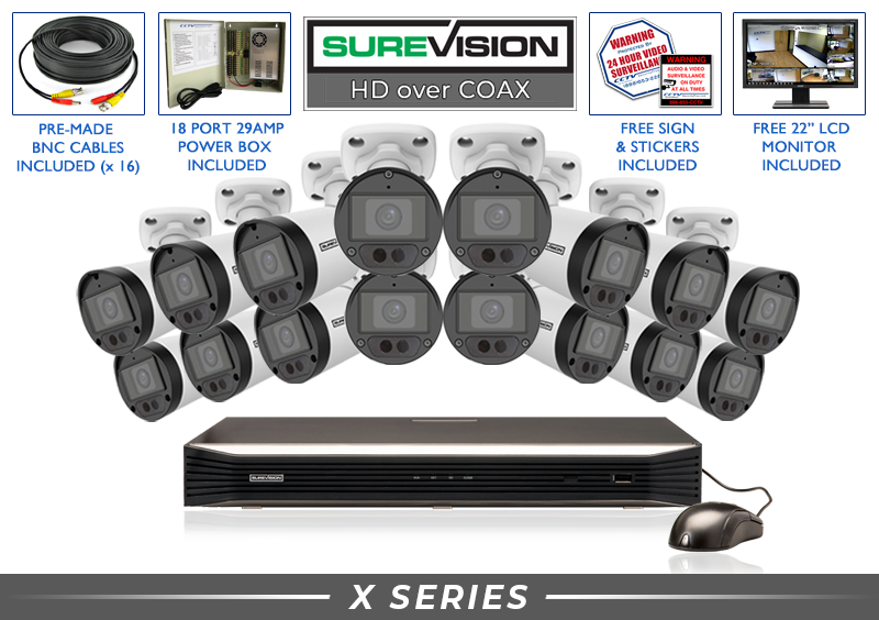 16 Camera 2MP CCTV System | Bullet Audio DVR