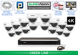 "BACKORDERED UNTIL 10/30" 16-Camera 4K PoE White Vandal Dome Security Camera System