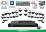 Vandal Dome 32 Camera 4MP IP Network Video Recording System / 32IPVP4-N