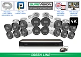 16-Camera 4K PoE White Active Deterrent Bullet Security Camera System