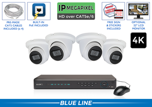 IP Security Camera System with 4 IP AI Microphone Cameras and 8 Channel NVR / 4POEMIC8-A