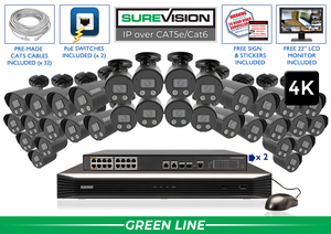 32 Active Deterrence 4K Bullet Style Camera IP Video Surveillance System / 32IPSB8-B-N