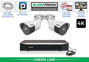 "BACKORDERED UNTIL 7/10" 2 Camera 4K 4K Bullet Security Camera System with NVR