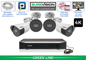 4 Camera 4K Bullet Security Camera System with NVR
