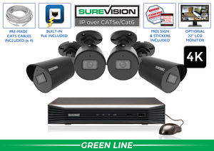 "BLACK KNIGHT" 4K IP Security Camera System with 4 Cameras & 8 Channel NVR
