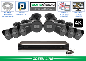 "BLACK KNIGHT" 4K IP Security Camera System with 8 Cameras and 16 Channel NVR