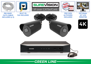 "BLACK KNIGHT" 4K Bullet IP Security Camera System & 2 IP Cameras with 164 Foot Night Vision