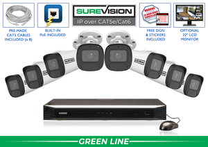NVR Camera IP System with 8 4MP Motorized Bullet Cameras - Night Vision - 16 Channel NVR / 8IPBV4-N