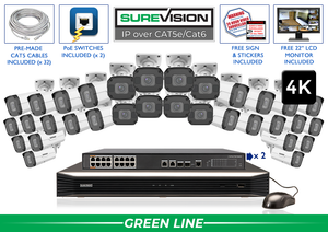 8MP (4K) 32 Camera POE IP Surveillance System with 164 Foot Night Vision / 32IPBV8-N