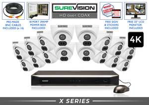 Security Camera System with 16 Turret Dome Cameras with Audio 130ft Night Vision / 16HDXT8-N