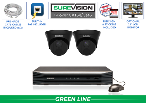 Network Video Recorder with 2 IP Security Cameras - Use Up to 4 Cameras