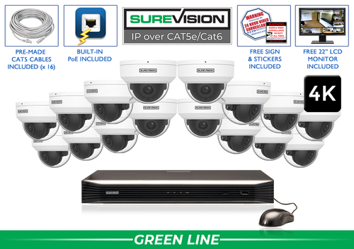 16 Camera 4K Vandal Dome Security Camera System
