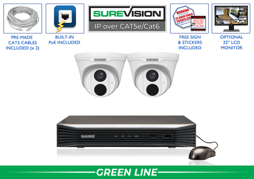 "BACKORDERED UNTIL 5/29" 2 Camera 4MP Turret Security Camera System with NVR
