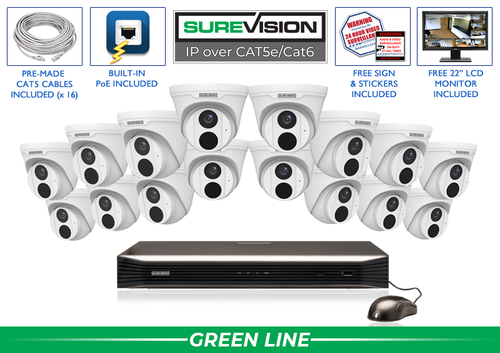 16 Camera 4MP Turret Security Camera System