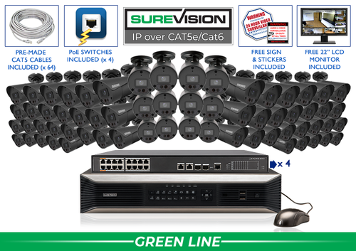 64 Camera 4MP Bullet Security Camera System