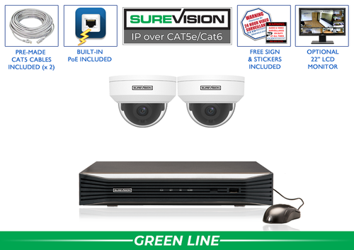 IP Camera System with 2 POE Security Cameras