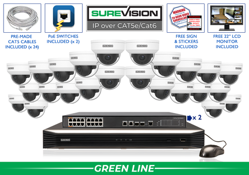 "BACKORDERED UNTIL 6/5" Complete 24 Camera IP System with 32 Channel NVR / 24IPVP4-N