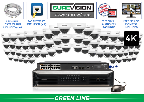 64 Camera 4K Vandal Dome Security Camera System