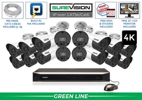 16 Camera 4K Bullet Security Camera System