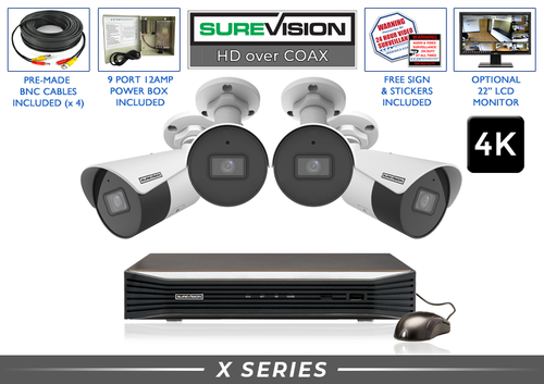 4 Camera 4K CCTV System | Bullet Audio DVR