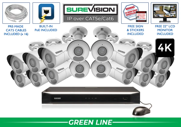 16-Camera 4K PoE Bullet Security Camera System with NVR