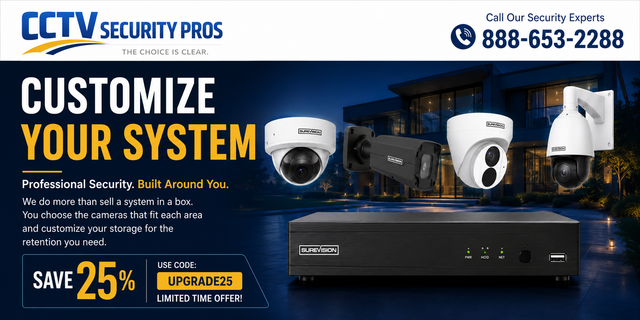 Customize professional security camera systems with compatible security cameras, NVR recorders and hard drive storage from CCTV Security Pros