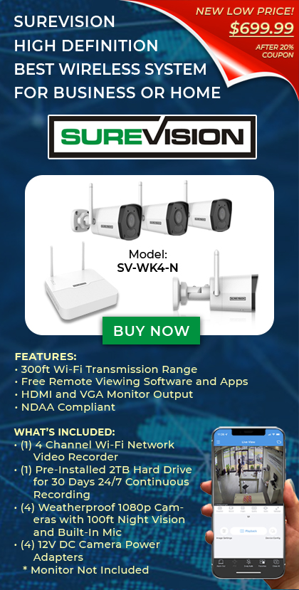 NEW PRODUCT! - Complete 4 Camera Wireless Kit - 30 Days Local Storage!