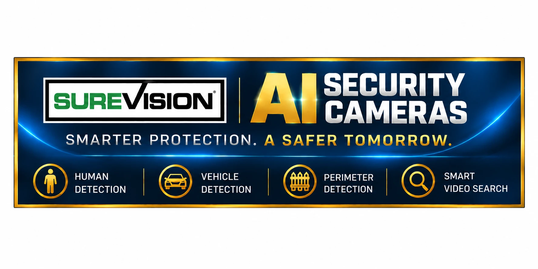 SureVision AI security camera systems with human detection, vehicle detection, perimeter detection and smart video search