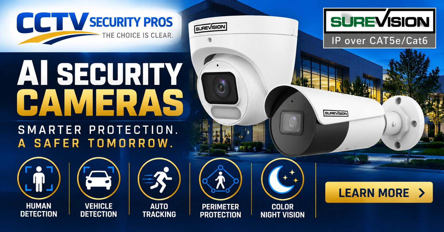 AI Security Camera Systems | CCTV Security Pros SureVision AI security camera systems with AI dome and bullet security cameras