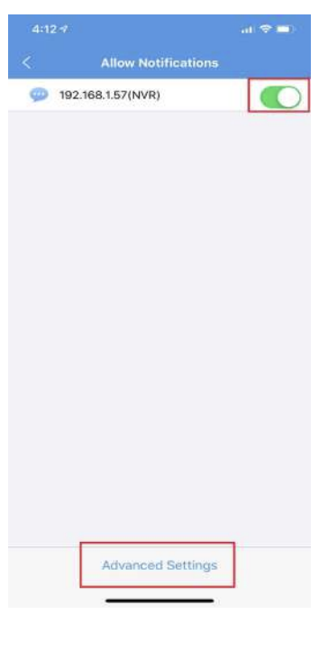 SureVision app notifications enabled with green toggle
