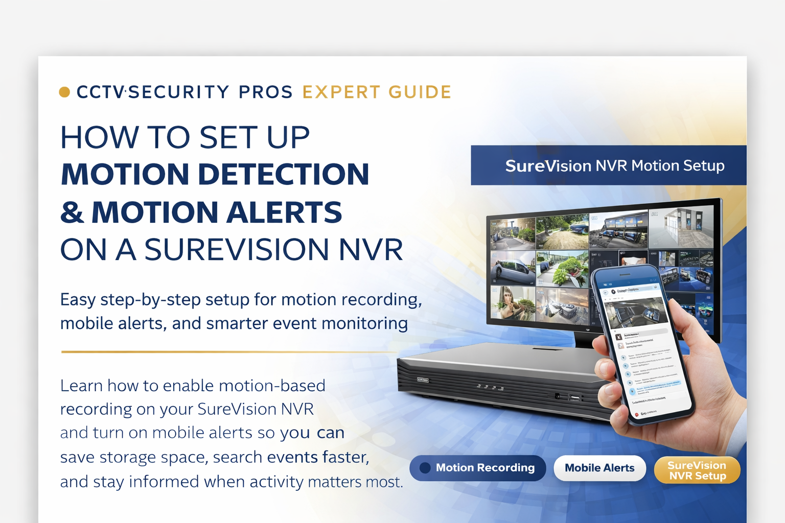 SureVision NVR motion detection and motion alerts guide