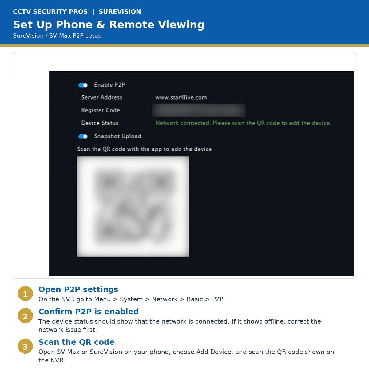 SureVision SV Max phone app remote viewing setup walkthrough