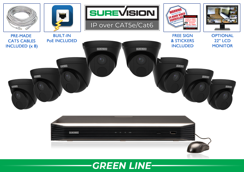 Professional Security Camera System with 8 IP Cameras Professional Security Camera System with 8 IP Cameras