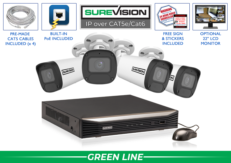 4MP IP Security System with 4 Cameras and 8 Channel NVR / 4IPBV4-N