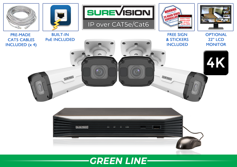 4K 4 Camera IP System with Free Upgrade to 8 Channel NVR / 4IPBV8-N