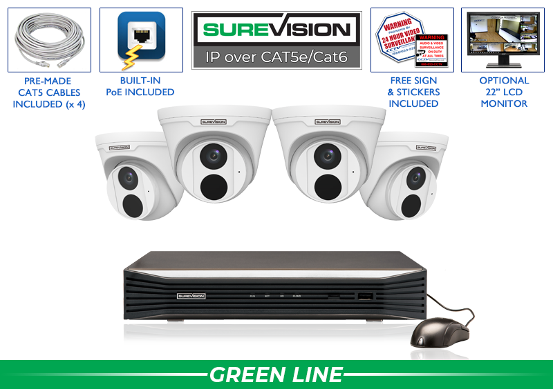Professional Complete 4 Camera IP System with 8 Channel Network Video Recorder / 4IPTD4-N