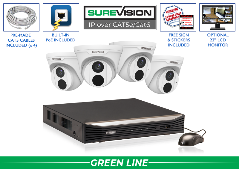 Professional Complete 4 Camera IP System with 8 Channel Network Video Recorder / 4IPTD4-N