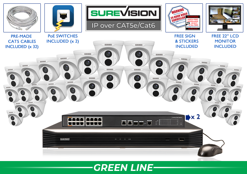 32 Channel 4MP IP Dome Camera System with Audio / 32IPTD4-N 32 Channel 4MP IP Dome Camera System with Audio / 32IPTD4-N