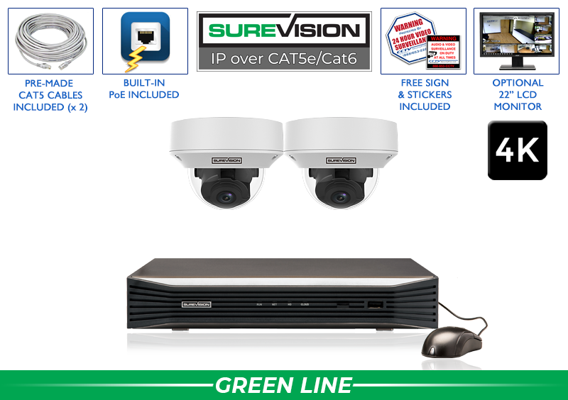 POE Security Camera System with 2 Cameras 