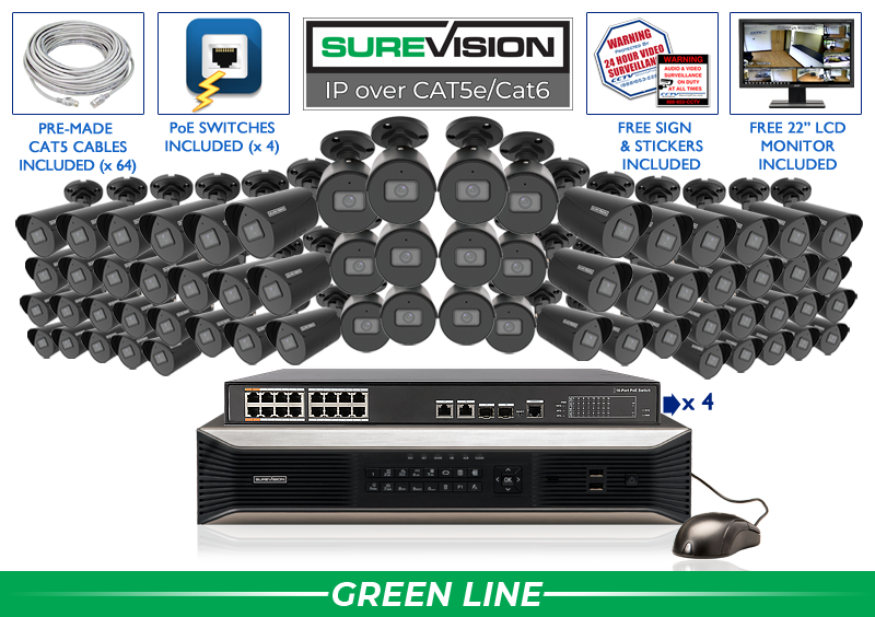 64 Camera 4MP Bullet Security Camera System