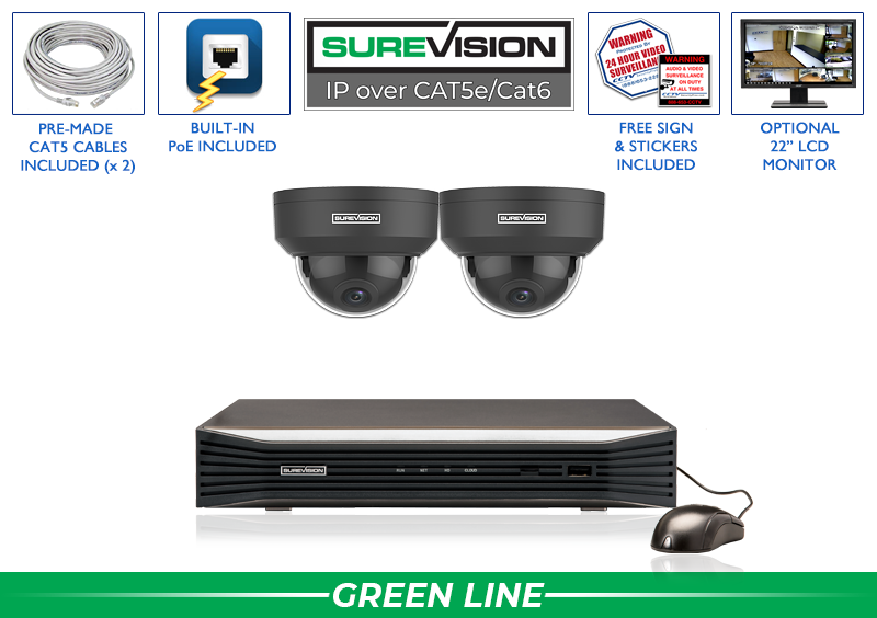 NVR Security Camera System with 2 Cameras