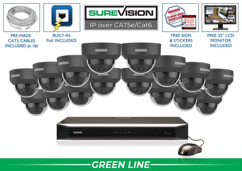16 Channel IP POE Security Camera System with 16 IP Cameras / 16IPVP4-B-N 16 Channel IP POE Security Camera System with 16 IP Cameras / 16IPVP4-B-N