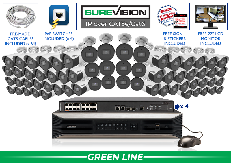 64 Camera 4MP Bullet Security Camera System