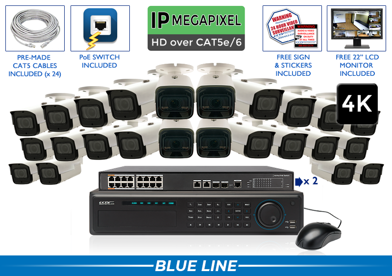 Commercial Grade 24 Channel 4K (AI) IP Camera System with 32 Channel POE NVR / 24NVRMX8-A3 Commercial Grade 24 Channel 4K (AI) IP Camera System with 32 Channel POE NVR / 24NVRMX8-A3