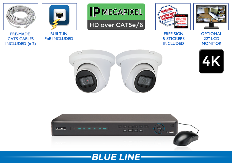 2 Camera NVR System with 2 Dome Security Cameras