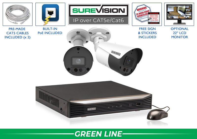 IP System with 2 Bullet Security Cameras with 164 Foot Night Vision/ 2IPSB4-N