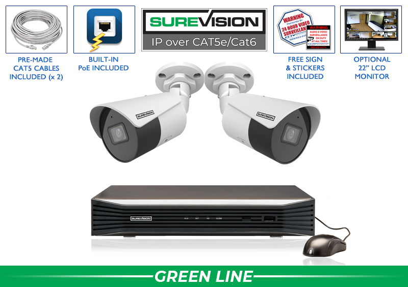 2 Camera 4MP Bullet Security Camera System with NVR